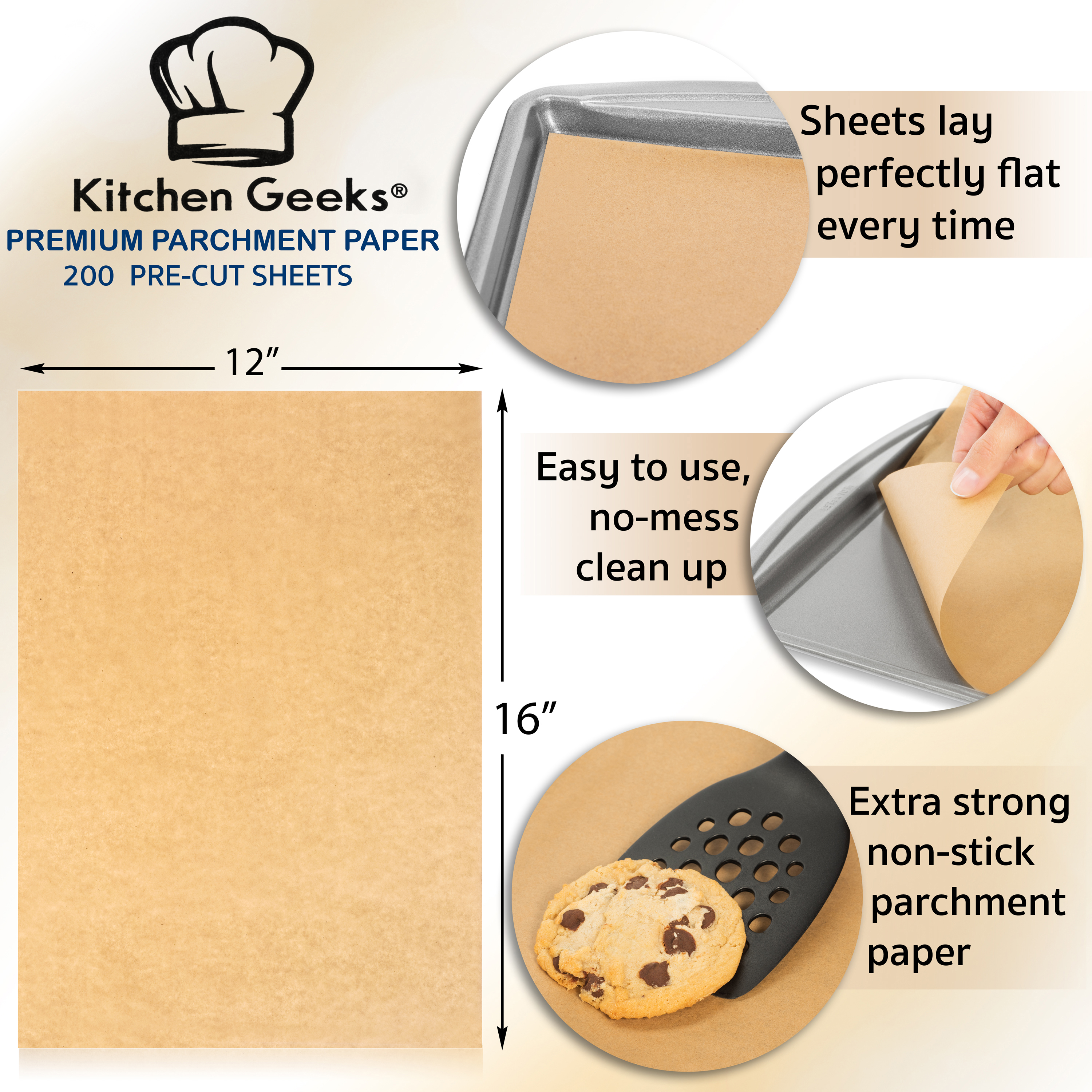 Premium Pre Cut Unbleached Parchment Paper Sheets For Baking 12 X 16 By Kalhoof 